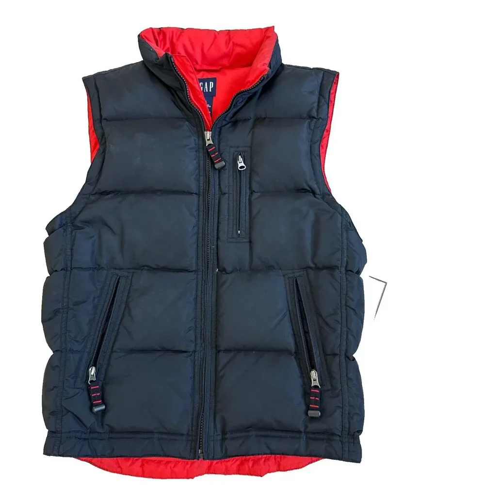 Classic Gap Kids Black & Red Puffer Zip- Up‎ Sleeves Vest Jacket, size XXL